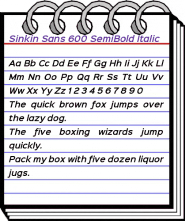 Sinkin Sans 600 SemiBold Italic 600 SemiBold Italic animated font preview