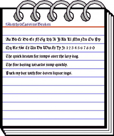 SketchedCassiusBroken Regular animated font preview