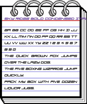 Sky Ridge Bold Condensed Ital Regular animated font preview