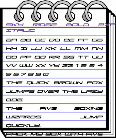 Sky Ridge Bold Expanded Italic Regular animated font preview