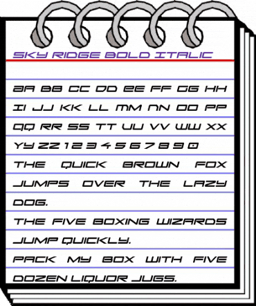 Sky Ridge Bold Italic Regular animated font preview