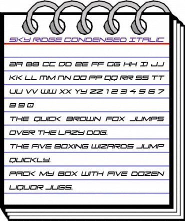 Sky Ridge Condensed Italic Regular animated font preview