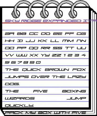 Sky Ridge Expanded Italic Regular animated font preview