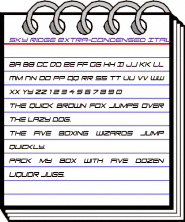 Sky Ridge Extra-Condensed Ital Regular animated font preview