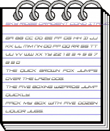 Sky Ridge Gradient Cond Italic Regular animated font preview