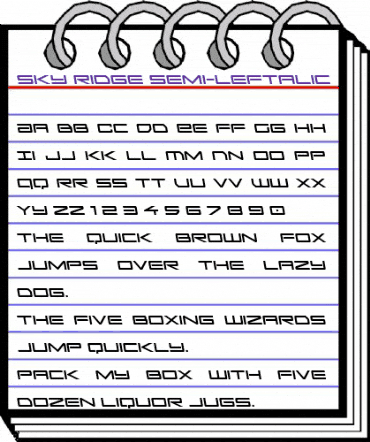 Sky Ridge Semi-Leftalic Regular animated font preview