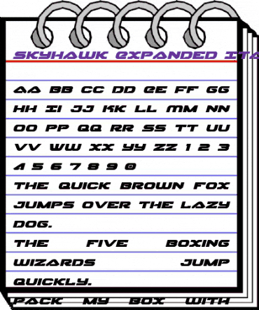 Skyhawk Expanded Italic Expanded Italic animated font preview Skyhawk Expanded Italic Expanded Italic animated font preview