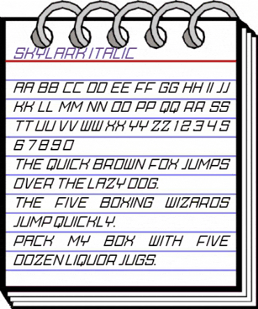 Skylark Italic Regular animated font preview Skylark Italic Regular animated font preview