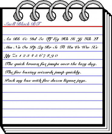 Snell Blk BT Black animated font preview