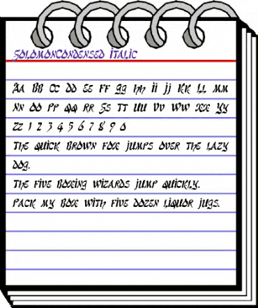 SolomonCondensed Italic animated font preview