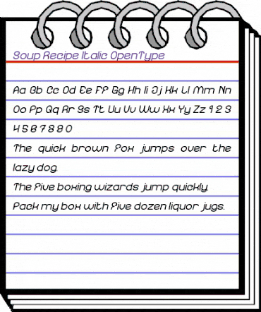 Soup Recipe Italic animated font preview
