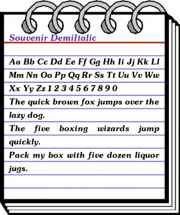 Souvenir DemiItalic animated font preview Souvenir DemiItalic animated font preview