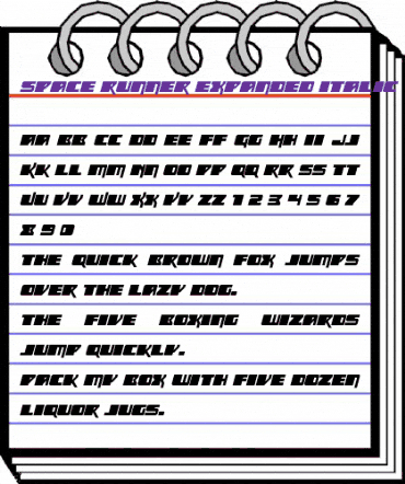 Space Runner Expanded Italic Regular animated font preview