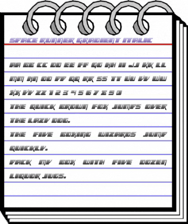 Space Runner Gradient Italic Regular animated font preview