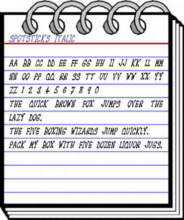 Spotsticks Italic animated font preview