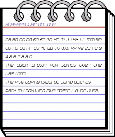 StakRegular Oblique Regular animated font preview