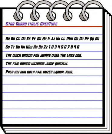 Star Guard Italic Italic animated font preview