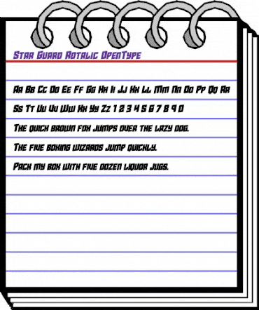 Star Guard Rotalic Italic animated font preview