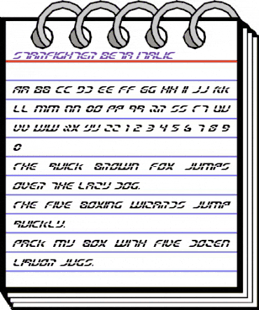 Starfighter Beta Italic Italic animated font preview