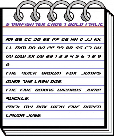 Starfighter Cadet Bold Italic Bold Italic animated font preview
