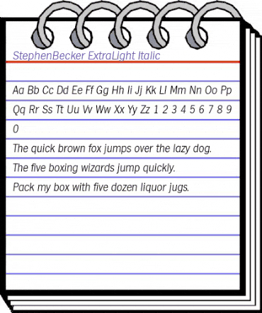 StephenBecker-ExtraLight Italic animated font preview