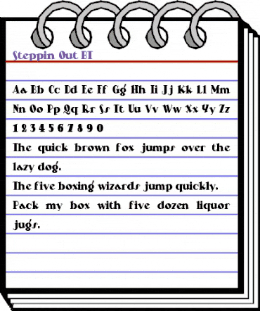 Steppin Out BT Regular animated font preview