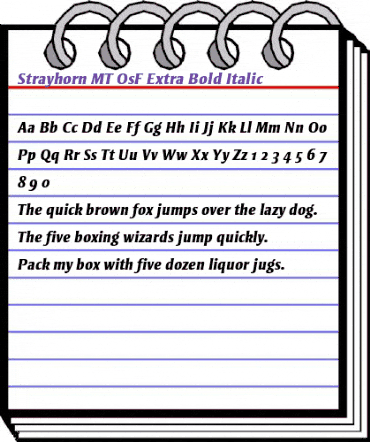 Strayhorn MT OsF Extra Bold Italic animated font preview