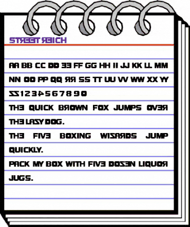 Street Reich Regular animated font preview