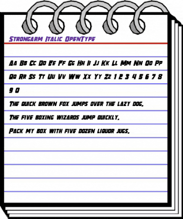 Strongarm Italic animated font preview