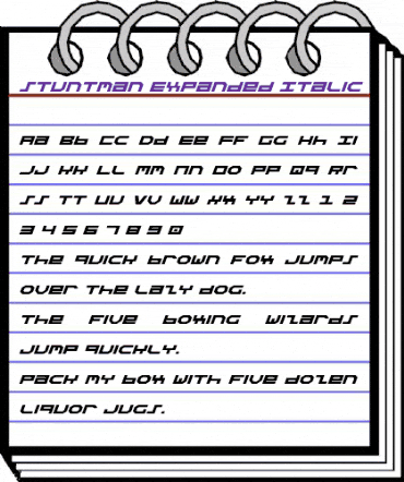 Stuntman Expanded Italic Expanded Italic animated font preview Stuntman Expanded Italic Expanded Italic animated font preview