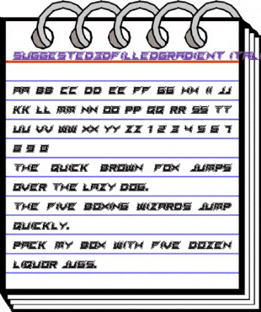 Suggested 3d Filled Gradient Regular animated font preview