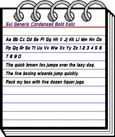 Sui Generis Condensed Bold Italic animated font preview Sui Generis Condensed Bold Italic animated font preview