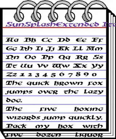SunSplashExtended Italic animated font preview