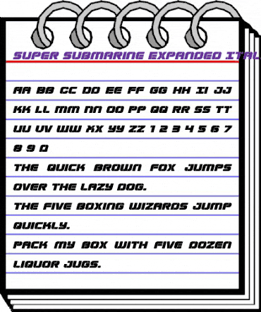 Super Submarine Expanded Italic Expanded Italic animated font preview