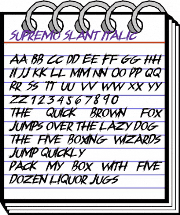 Supremo Slant Italic animated font preview Supremo Slant Italic animated font preview
