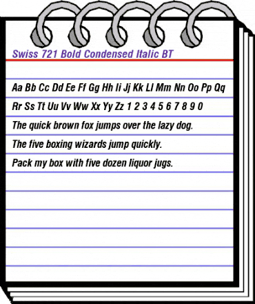 Swis721 Cn BT Bold Italic animated font preview