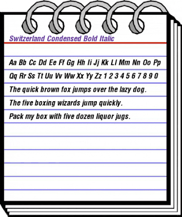 Switzerland Condensed Bold Italic animated font preview Switzerland Condensed Bold Italic animated font preview