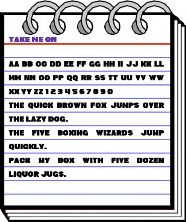 Take Me On Regular animated font preview Take Me On Regular animated font preview