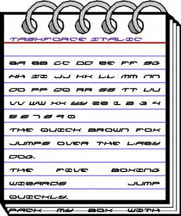 Taskforce Italic Italic animated font preview Taskforce Italic Italic animated font preview