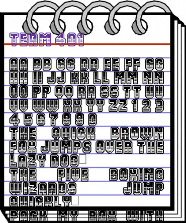 Team 401 Regular animated font preview