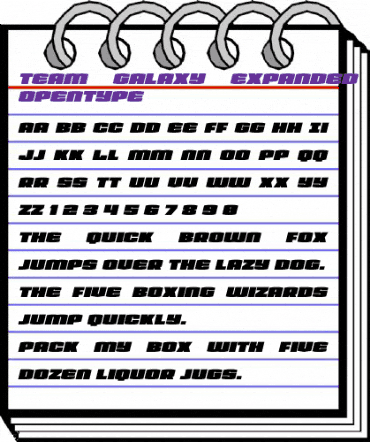 Team Galaxy Expanded Italic Regular animated font preview