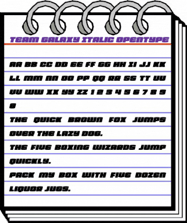 Team Galaxy Italic Regular animated font preview