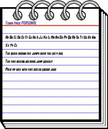 Tekno Italic animated font preview