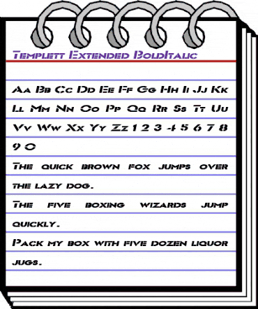 Templett Extended BoldItalic animated font preview
