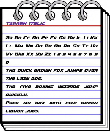 Terran Italic Italic animated font preview