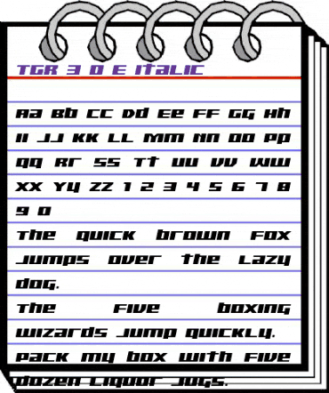 TGR 3.0 E Italic animated font preview TGR 3.0 E Italic animated font preview