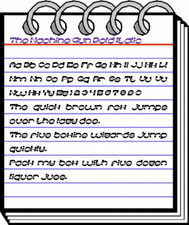 The Machine Gun Bold Italic animated font preview