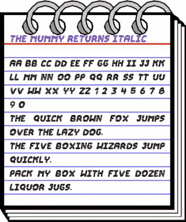 The Mummy Returns Italic animated font preview