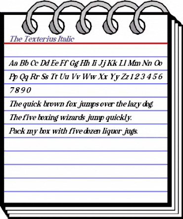 The Texterius Italic Regular animated font preview