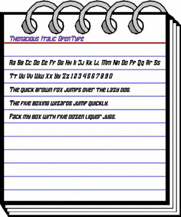 Thenacious Italic Regular animated font preview